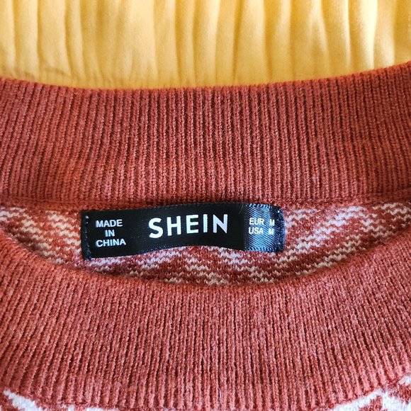 Shein Contrast Trim Striped Chevron Sweater Retro Style Size Medium - Picture 4 of 7